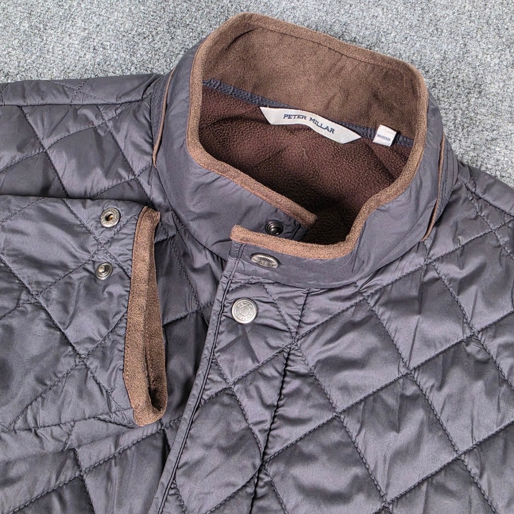 Peter Millar Suffolk Quilted Jacket Mens XXL Black Diamond Fleece Lined ME0Z12